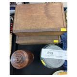 (2) Wooden Cigar Boxes, Marbles, Canister