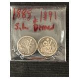 (2) Seated Liberty Dimes