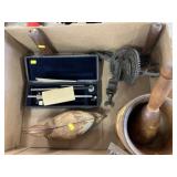 Apple Peeler, Mortar and Pestle, Cast Metal Duck