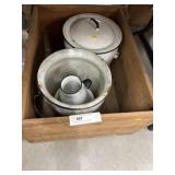 Wooden Shipping Crate, Enamelware