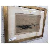 Framed Block Print, Paint Decorated Silks & Print