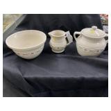 (3) Pieces of Longaberger Pottery with Basket