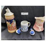 Beer Stein, Porcelain Pitcher, Figurines