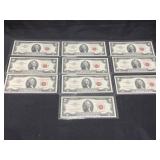 (10) 1963 Consecutive Serial Number $2.00 Bills