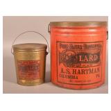 Two A.S. Hartman Columbia, PA Vintage Lard Tins.