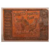Antique Embossed Tin Pratts Poultry Food Sign.