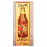 Vertical Drink Nichol Kola 5c Metal Soda Sign.