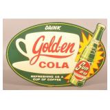 Great Golden Cola Die-Cut Embossed Metal Sign.