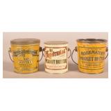 Three Small Bail-Handled Peanut Butter Tins.