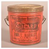 Paul Markley Lancaster, PA Bail-Handled Lard Tin.
