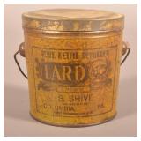 Rare Yellow S. Shive Columbia, PA Lard Tin.
