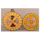 Two Small Antique Paint-Decorated Gaming Wheels.