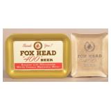 Two Fox Head 400 Beer Advertising Tip Trays.