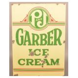 Double-Sided Porcelain P&J Garber Ice Cream Sign.