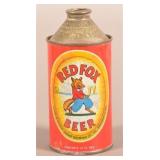 1950s Red Fox Cone Top Beer Can.