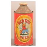 1950s Red Fox Cone Top Largay Brewing Beer Can.