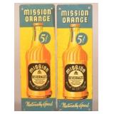 Pair Mission Orange Tin Litho 5c Door Push Plates.