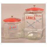 Two Vintage Lance Glass Cracker Jars.