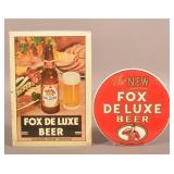 Two Fox De Luxe Vintage Beer Advertising Signs.