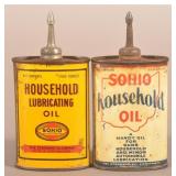 Two Sohio Vintage Lead Top Household Handy Oilers.