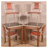 Two Art Deco Ice Cream Tables with Chairs.