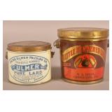 Ulmer Pottsville PA & Diehl Lehighton PA Lard Tins