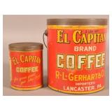 El Capitan Lancaster, PA Coffee Advertising Tins.