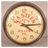 E.A. Steen Jeweler Red Lion PA Advertising Clock.