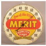 Vintage Merit Drug Stores Round PAM Thermometer.