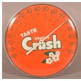 Vtg. Orange Crush Advertising Round Thermometer.