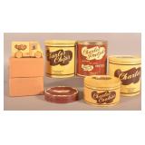 Group of Vintage Charles Chips Tins & Wood Trucks.