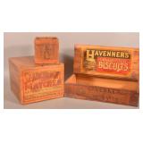 Three Wood Advert. General Store Shipping Boxes.