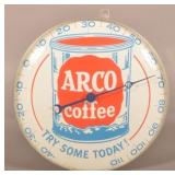 Arco Coffee Advertising Round Thermometer.