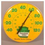 Large 18" Round Vintage PA Lottery Thermometer.