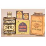Glendora, Cafe Royal Coffee & Astor Tea Tins/Boxes