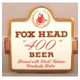 Rare Fox Head "400" Back-Lit Hanging Brewery Sign.