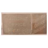 2 Embossed Brass "Carlisle Office Building" Signs.