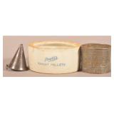 Pratts Veterinary Stoneware Water Bowl & Tins.