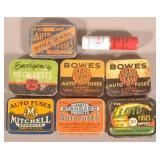 Phillips 66, Bowes, Lloyd, Goldband Fuse Tins.