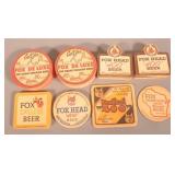 Collection of Fox Head and De Luxe Beer Coasters.