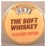Calvert Whiskey Glass Scale Thermometer Sign.
