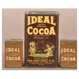 Two Ideal Cocoa Sample Tins & Cardboard Tin.