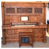 19th C. Exotic Quilted Ash Organ.
