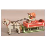 Luke W. Gottshall Folk Art Carved Sleigh & Horses.