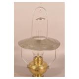 Antique Brass Hanging General Store Oil Lamp.