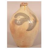 Small 1-Gallon Freehand Decorated Stoneware Jug.
