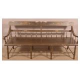 19th C. PA Half-Spindle-Back Settle Bench.