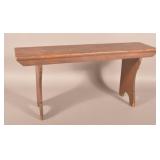 Antique Mortised Bench with Shaped Legs.