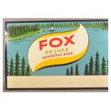Massive Embossed Tin Fox De Luxe Beer Sign.