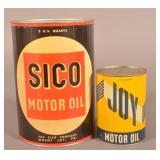 1-Qt. & 5-Qt. Vintage SICO Mt Joy, PA Oil Cans.